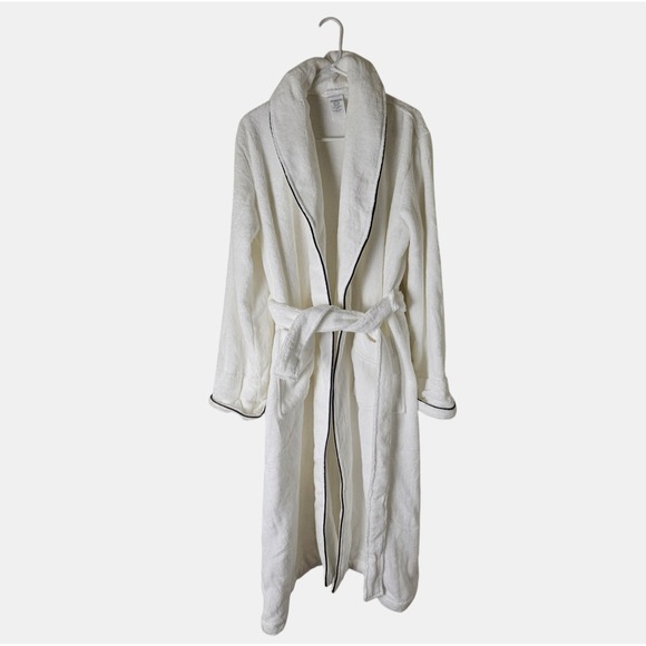 Williams Sonoma Other - Williams Sonoma Home Cotton Terry Bath Robe Black Piping‎ Trim Quiet Luxury
